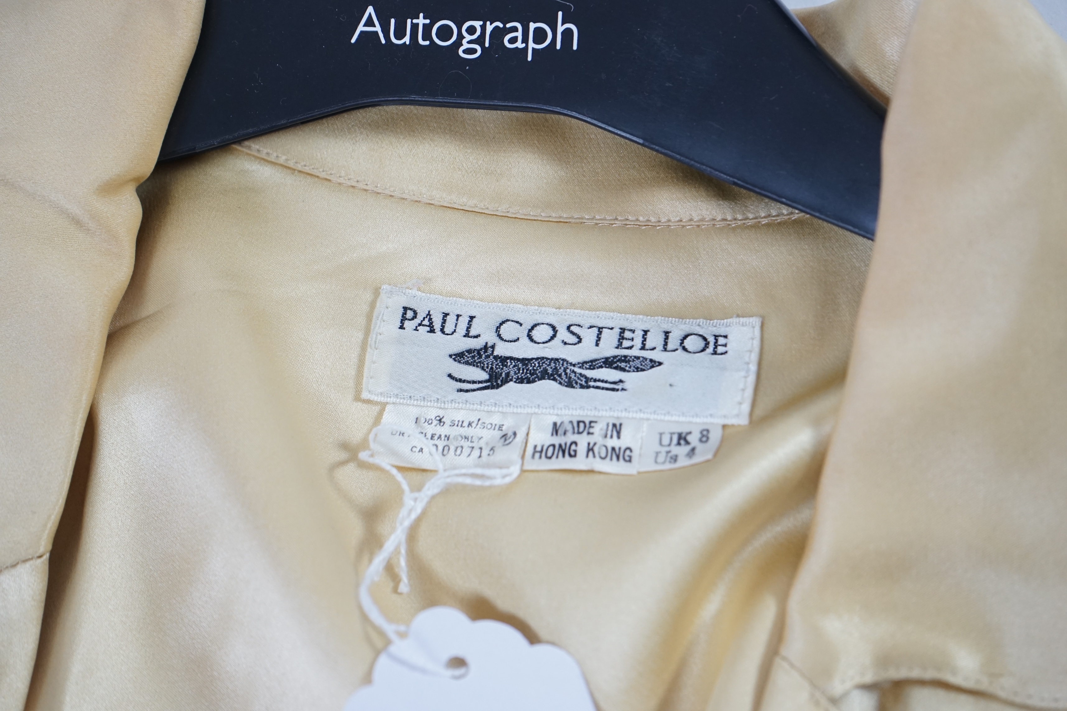 A pair of Paul Costello lady's suede trousers, a short sleeve silk blouse and two Luella tops. Approx sizes 14-16 Proceeds to Happy Paws Puppy Rescue